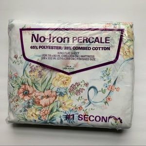 Vintage 90s Y2K floral king flat sheet and pillowcase set